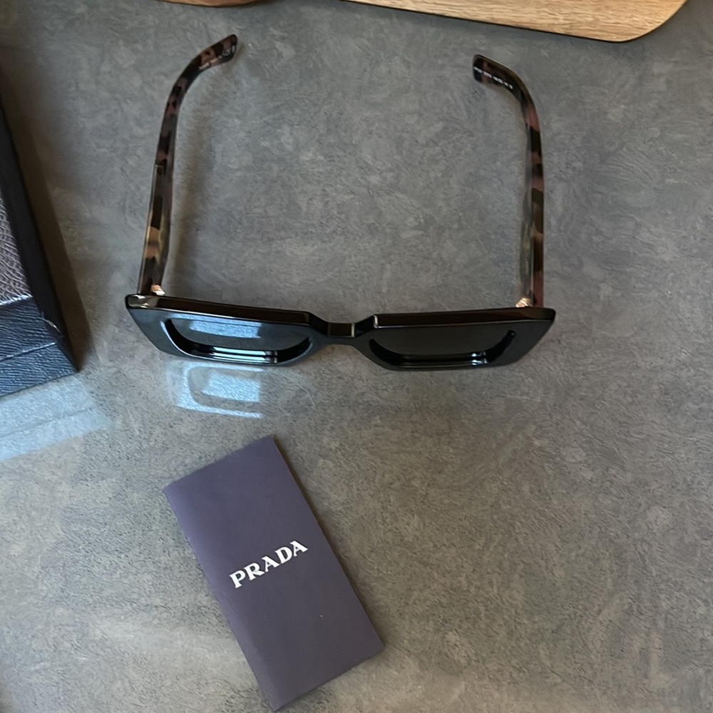 Prada Black Square Sunglasses with Tortoiseshell Arms - Picture 3 of 10